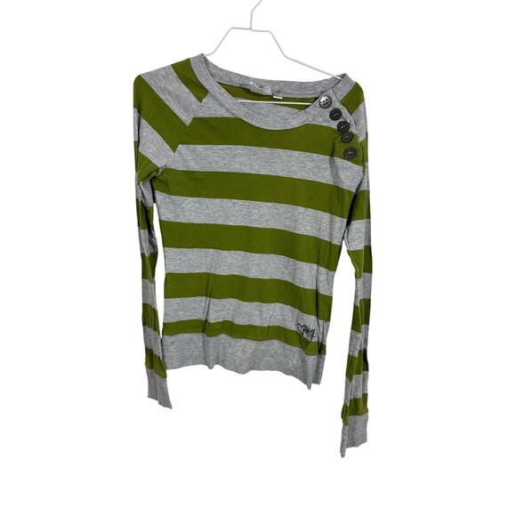 Vintage Roxy Y2K Henley Long Sleeve Striped Bratz Streetwear Top L Nostalgia - Picture 1 of 4